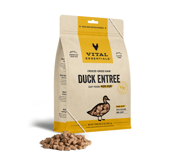 Vital Essentials Freeze-Dried Duck Entrée Cat Food Mini Nibs