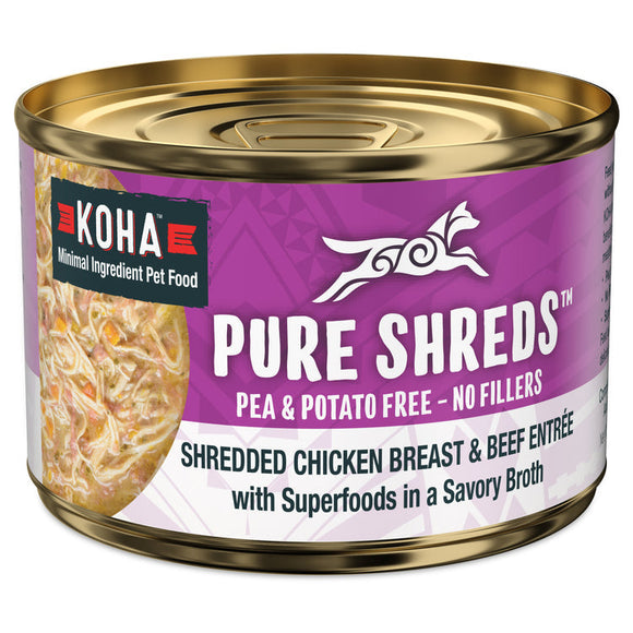 Koha Pure Shreds Shredded Chicken Breast & Beef Entrée for Dogs (5.5 oz)