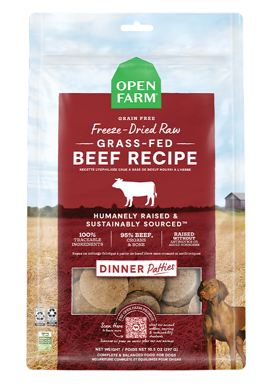 Open Farm Grass-Fed Beef Freeze Dried Raw Patties for Dogs