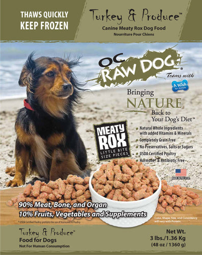 OC Raw Dog Rox Turkey Produce Dog Food