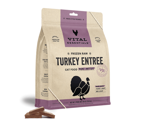 Vital Essentials Frozen Raw Turkey Mini Patties Cat Food