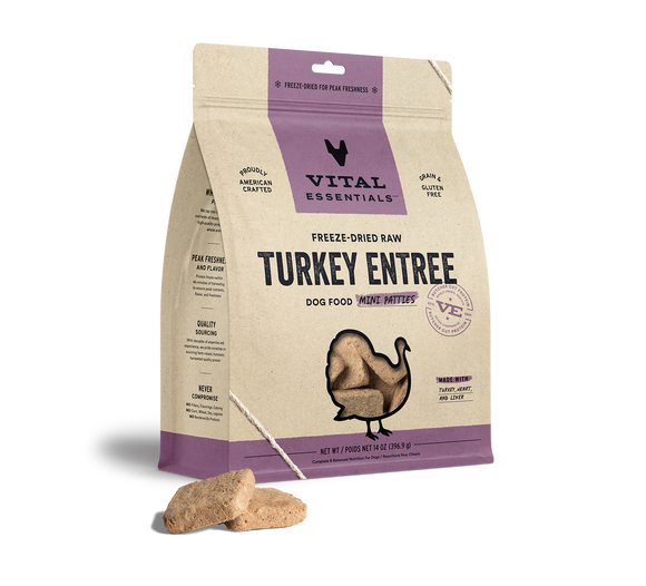 Vital Essentials Freeze-Dried Raw Turkey Entrée Mini Patties Dog Food